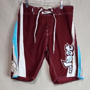 Lost Maroon and Light Blue Board Shorts